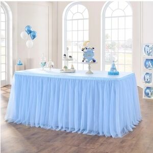 Light Blue Tulle Table Skirt